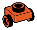 Bracket Plate 1 x 1 with opposing side studs in Orange, Marigold