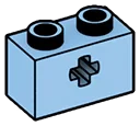 Connector Brick 1 x 2 with cruciform axle hole in Blue, Deep Pastel