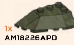 Wedge brick 45 4 x 4 double / 33, left with curved edge in Green, Jungle (Camo)