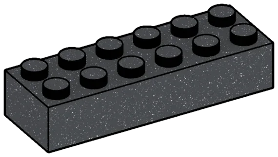 Brick 2 x 6 in Metal, Iron (Metallic)