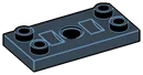 Plate 2 x 4 with studs at end and hole at center in Blue, Midnight
