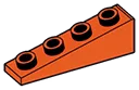 Slope brick 25 1 x 4 with studs on slope in Orange, Marigold