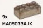Brick 2 x 4 in Gray, Tarnished (Metallic Camo)