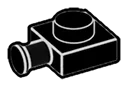 Plate Modified 1 x 1 with horizontal peg, flared end in Black