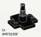 Plate 4 x 4 turnable base, cruciform with vertical axle in Black