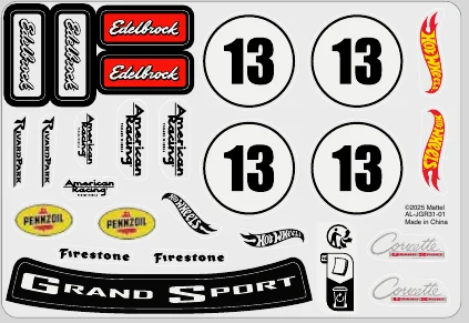 Decal sheet for JGR31 Corvette Grand Sport in Multicolored