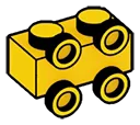 Brick Modified 1 x 2 two-thirds height, with 4 studs on side in Yellow, Lemon