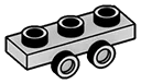 Plate 1 x 3 with two studs on side, descending in Gray, Dull
