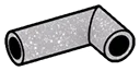 Connector: pipe, small 3 studs long elbow in Gray, Steel