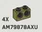 Connector Brick 1 x 2 with two holes in Green, Olive Drab (Infinite Green) (Metallic)