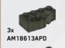 Wedge Brick 2 x 4 without right corner in Green, Jungle (Camo)