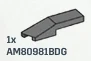 Wedge 1 x 4 with Tapered Edge Left in Gray, Dark (Flake)