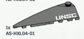 Wedge 2 x 1 x 6 w/ Printed UNSC in Gray, Dull