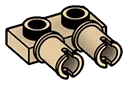 Connector: 1 x 2 plate with two pins in Sand, Dark