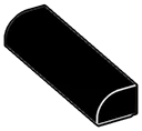 Brick 1 x 4 two-thirds-height with half-curved top in Black