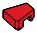Tile 1 x 1 without corner, left in Red, Flame