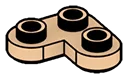 Plate Round 2 x 2 Corner w/ Rounded Corners in Brown, Light Tan
