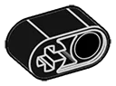 Connector: beam 1 x 2 with round hole and axle hole in Grey, Charcoal