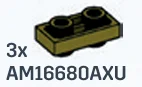 Plate 1 x 2 Connector: male:male in Green, Light Olive Drab (Metallic)