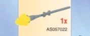 Weapon, Missile: dull silver body, yellow nosecone triple lobed in Multicolored