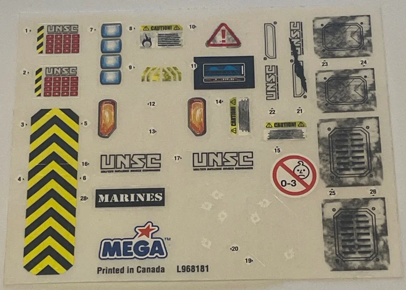 Decal sheet for 96818 UNSC Gremlin in Multicolored