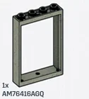 Wall, Door 4 x 5 x 1 open with pivot holes at top and bottom in Gray, Stone
