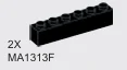 Brick 1 x 6 in Black
