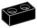 Brick 1 x 2 two-thirds height connector, female:female in Black