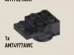 Connector Brick 2 x 3 with Hinge on Bottom in Gray, Dark (Metallic Camo)