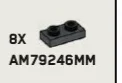 Plate 1 x 2 with hollow studs in Gray, Dark (Metallic)