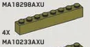 Brick 1 x 8 in Green, Olive Drab (Infinite Green) (Metallic)
