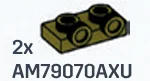 Bracket Plate 1 x 2 with two studs on side, ascending in Green, Light Olive Drab (Metallic)