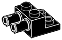 Tech: plate 2 x 2 with axle pins adjacent in Black