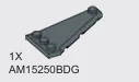 Wing 3 x 8 back-swept with rounded leading edge, right in Gray, Dark (Flake)