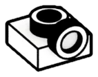 Bracket 1 x 1 with one stud on side, ascending in White