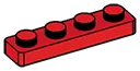 Plate 1 x 4, rubber anti slider with diagonal slats beneath in Red, Flame