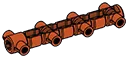 Connector 7 long with 8 bar holes and 1 axle hole on end in Red, Brick