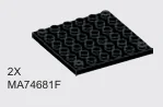 Plate 6 x 6 with holes through corner studs, new in Black