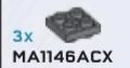 Plate Modified 2 x 2 connector: male:male in Gray, Light