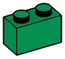 Brick 1 x 2 in Green, Forest