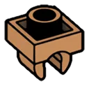 Plate Modified 1 x 1 with underside clip in Brown, Light Nougat