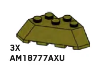 Wedge Brick 45 3 x 3 Corner in Green, Olive Drab (Infinite Green) (Metallic)