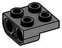 Tech: plate 2 x 2 with axle holes adjacent, new in Gray, Dark (Flake)