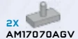 Plate 1 x 2 with vertical peg in Gray, Light (Metallic)