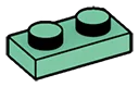 Plate 1 x 2 in Green, Pale Blue