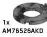 Tile 4 x 4 round with 2 x 2 hole and clip on top in Gray, Light Camo (Metallic)