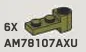 Connector Plate 1 x 2 with vertical axlehole at end in Green, Olive Drab (Infinite Green) (Metallic)