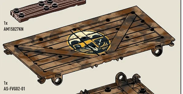Shipping Container Wooden Wall w/ Printed CoD Logo M3 Grease Gun in Brown, Tan Bark
