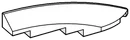 Brick 1 x 2.33 x 84 with curved top and lateral slope, right in White