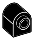 Brick 1 x 1 with rounded top and side stud in Black